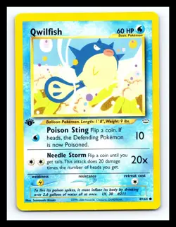 💥 QWILFISH 1st Edition Pokemon TCG 2001 Neo Revelation Set Non HOLO # 49/64 - Image 1