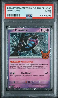 2024 POKEMON TRICK OR TRADE #095 MUNKIDORI PSA 9 - Image 1