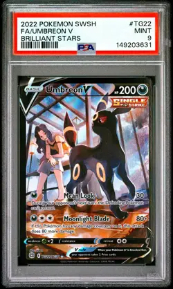 2022 POKEMON SWORD & SHIELD BRILLIANT STARS #TG22 FULL ART/UMBREON V PSA 9 - Image 1