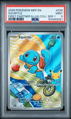 2026 POKEMON MEP FIRST PARTNER ILLUSTRATION COLLECTION #039 SQUIRTLE PSA 9 - Image 1