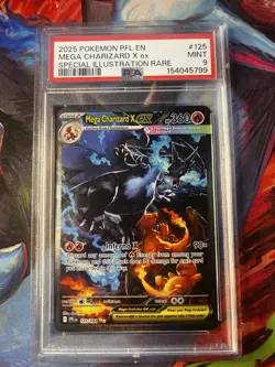 2025 POKEMON PFL EN-PHANTASMAL FLAMES #125 MEGA CHARIZARD X EX PSA 9 - Image 1
