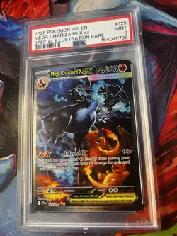 2025 POKEMON PFL EN-PHANTASMAL FLAMES #125 MEGA CHARIZARD X EX PSA 9 - Image 3