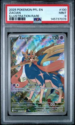 2025 POKEMON PFL EN-PHANTASMAL FLAMES ILLUSTRATION RARE #100 ZACIAN PSA 9 - Image 1