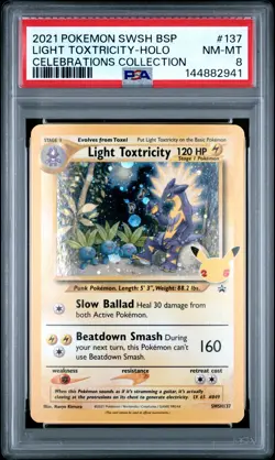 2021 POKEMON SWSH BLACK STAR PROMO #137 LIGHT TOXTRICITY-HOLO PSA 8 - Image 1