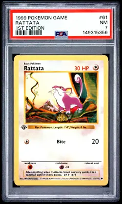 1999 POKEMON BASE SET 1ST EDITION #61 RATTATA PSA 7 - Image 1