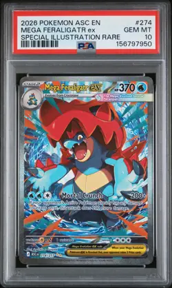 2026 POKEMON ASCENDED HEROES SPECIAL ILLUSTRATION RARE MEGA FERALIGATR EX PSA 10 - Image 1