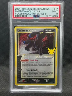 2021 PSA 9 MINT POKEMON CELEBRATIONS CLASSIC COLLECTION #17 UMBREON GOLD STAR - Image 1