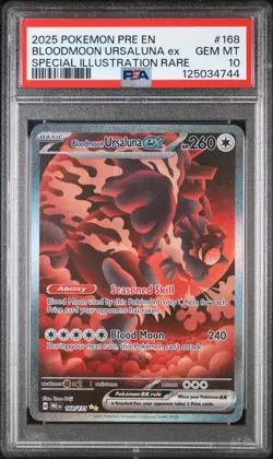 2025 POKEMON PRE EN-PRISMATIC EVOLUTIONS 168 BLOODMOON URSALUNA EX SIR PSA 10 - Image 1