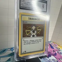 *SWIRL* 2000 Gym Heroes Brock 1st Edition Holo 15/132 Pokemon Card CGC 9 MINT - Image 2