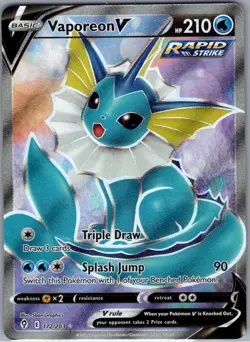 Vaporeon V (Full Art) 172/203 SWSH07: Evolving Skies - Pokemon Card - NM - Image 1