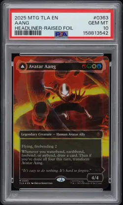 2025 MTG AVATAR HEADLINER-RAISED FOIL AANG MASTER OF ELEMENTS/AVATAR AANG PSA 10 - Image 1