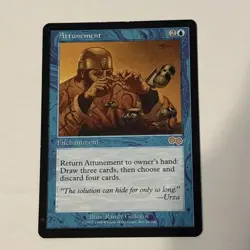 Attunement Urza's Saga LP Rare Blue Enchantment MTG - Image 1
