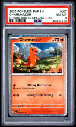 2025 POKEMON PAF EN-PALDEAN FATES #007 CHARMANDER PSA 8 - Image 1
