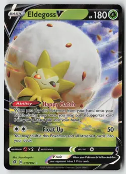 Eldegoss V 019/192 Holo V Rare Rebel Clash Pokemon Near Mint - Image 1