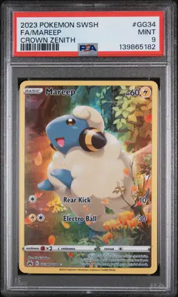 2023 POKEMON SWORD & SHIELD CROWN ZENITH #GG34 FULL ART/MAREEP PSA 9 - Image 1