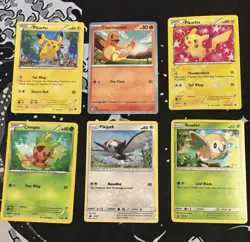 Pokemon 6 Card Promo Holo Lot - Pikachu, Charmander, Chespin, Pikipek, Rowlet, - Image 1