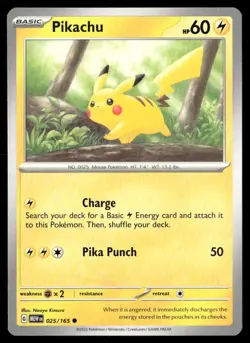 Pikachu 151 025/165 Common Pokemon Near Mint - Image 1