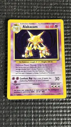 Pokemon TCG Alakazam Base Set 1/102 Holo Rare 1999 Card - Image 1
