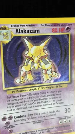 Pokemon TCG Alakazam Base Set 1/102 Holo Rare 1999 Card - Image 3