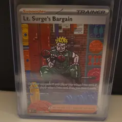 Pokemon Lt. Surge's Bargain 185/132 Me01 Full Art Holo SAR Trainer Card - Image 1