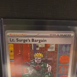 Pokemon Lt. Surge's Bargain 185/132 Me01 Full Art Holo SAR Trainer Card - Image 2