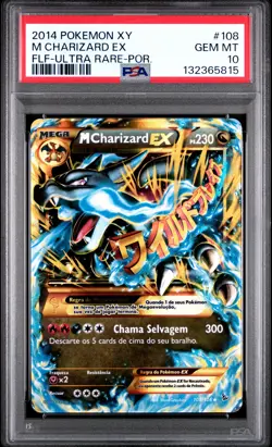 2014 POKEMON XY FLASHFIRE ULTRA RARE-PORTUGUESE #108 M CHARIZARD EX PSA 10 - Image 1