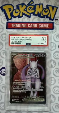 Pokemon Team Rocket's Mewtwo ex 213/182 Destined Rivals Ultra Rare PSA 9 - Image 1