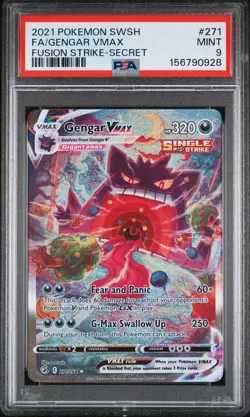 2021 POKEMON SWORD & SHIELD FUSION STRIKE SECRET #271 FULL ART/GENGAR VMAX PSA 9 - Image 1