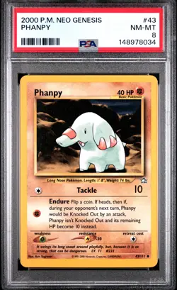 2000 POKEMON NEO GENESIS #43 PHANPY PSA 8 - Image 1