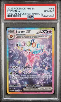 2025 POKEMON PRISMATIC EVOLUTIONS SPECIAL ILLUSTRATION RARE ESPEON EX PSA 10 - Image 1