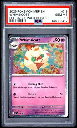 2025 POKEMON MEP PHANTASMAL FLAMES SINGLE PACK BLISTER #019 WHIMSICOTT PSA 10 - Image 1