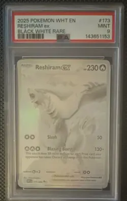 Pokemon Reshiram ex 173/086 Holo Black White Rare EX Sv: White Flare PSA 9 - Image 1