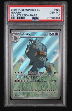 2025 POKEMON BLK EN-BLACK BOLT ILLUSTRATION RARE #123 GOLURK PSA 10 - Image 1