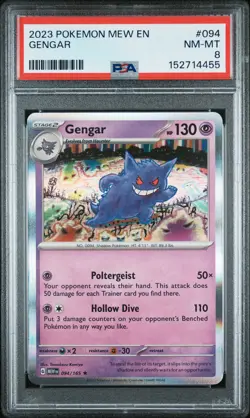 2023 POKEMON MEW EN-151 #094 GENGAR PSA 8 - Image 1