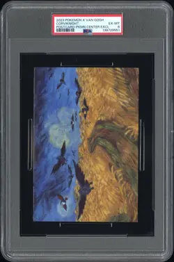 2023 POKEMON X VAN GOGH POSTCARD POKEMON CENTER EXCLUSIVE CORVIKNIGHT PSA 6 - Image 1
