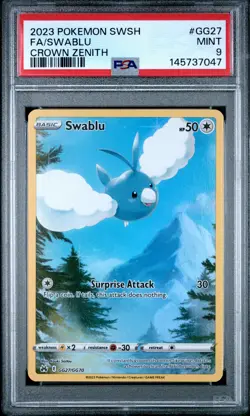 2023 POKEMON SWORD & SHIELD CROWN ZENITH #GG27 FULL ART/SWABLU PSA 9 - Image 1