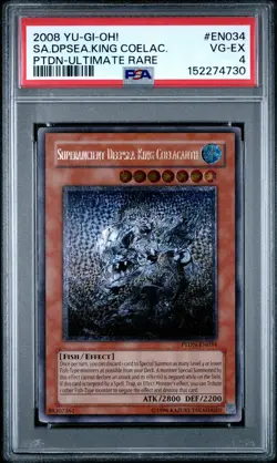 2008 YU-GI-OH! PTDN-PHANTOM DARKNESS SUPERANCIENT DEEPSEA KING COELACANTH PSA 4 - Image 1