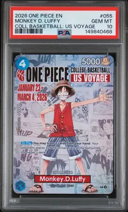 2026 ONE PIECE PROMOS COLLEGE BASKETBALL: US VOYAGE MONKEY D. LUFFY PSA 10 - Image 1