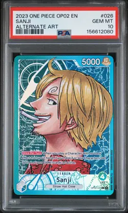 2023 ONE PIECE OP02-PARAMOUNT WAR ALTERNATE ART #026 SANJI PSA 10 - Image 1