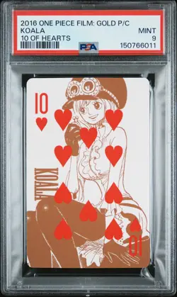 2016 ONE PIECE FILM: GOLD PLAYING CARDS 10 OF HEARTS KOALA PSA 9 - Image 1