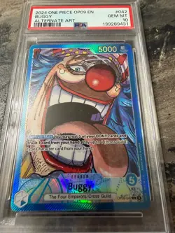 2024 One Piece OP09 EN Alternate Art #042 Buggy PSA 10 GEM MINT - Image 1