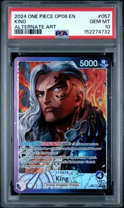 2024 ONE PIECE OP08-TWO LEGENDS ALTERNATE ART #057 KING PSA 10 - Image 1