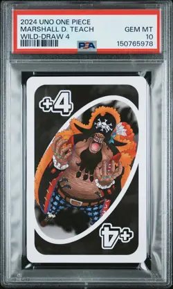 2024 UNO ONE PIECE WILD-DRAW 4 MARSHALL D. TEACH PSA 10 - Image 1