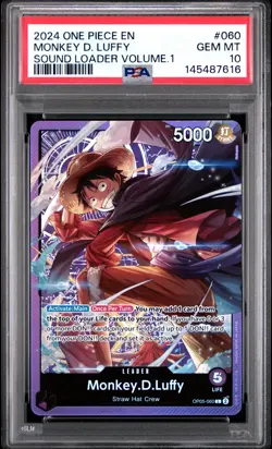 2024 ONE PIECE PROMOS SOUND LOADER VOLUME.1 #060 MONKEY D. LUFFY PSA 10 - Image 1