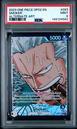 2023 ONE PIECE OP02-PARAMOUNT WAR ALTERNATE ART #093 SMOKER PSA 9 - Image 1