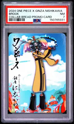 2024 ONE PIECE X GINZA NISHIKAWA COLLABORATION BREAD PROMO CARD BROOK PSA 7 - Image 1