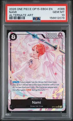 2026 ONE PIECE OP15-EB04-ADVENTURE ON KAMI'S ISLAND ALTERNATE ART NAMI PSA 10 - Image 1