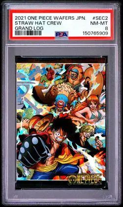 2021 ONE PIECE WAFERS JAPANESE GRAND LOG #SEC2 STRAW HAT CREW PSA 8 - Image 1