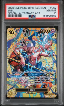 2026 ONE PIECE ADVENTURE ON KAMI'S ISLAND SPECIAL ALTERNATE ART #052 ENEL PSA 10 - Image 1