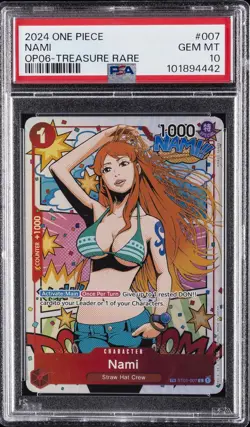 2024 ONE PIECE OP06-WINGS OF THE CAPTAIN TREASURE RARE #007 NAMI PSA 10 - Image 1